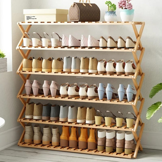 6 tier Bamboo shoe rack | - Elegant Households KE