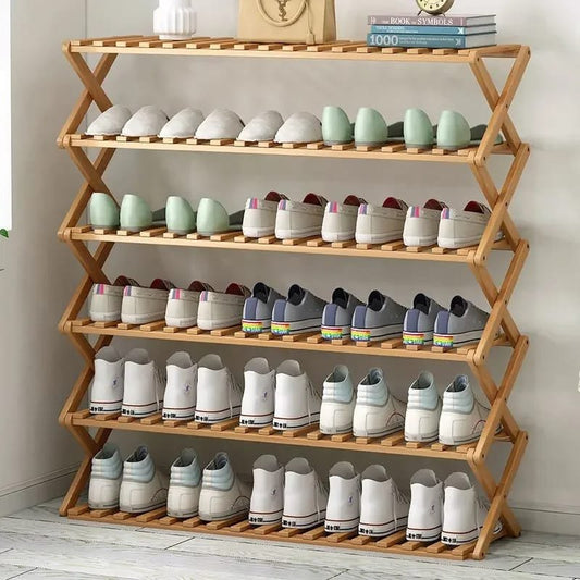 6 tier Bamboo shoe rack | - Elegant Households KE