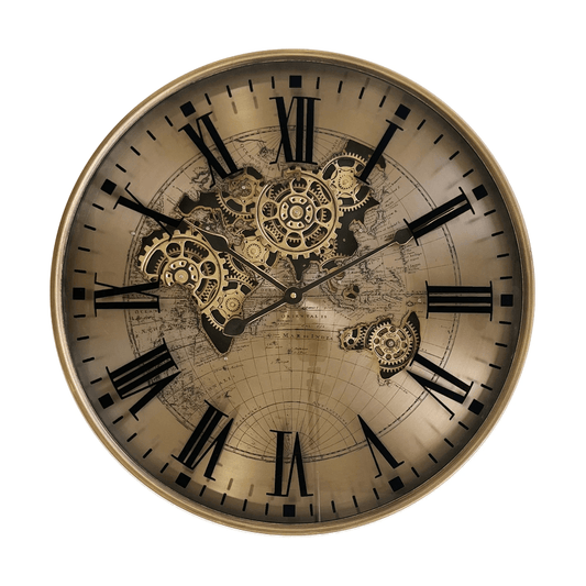 60cm Vintage Gear Wall Clock – Retro Mechanical Design with Roman Numerals | - Elegant Households KE