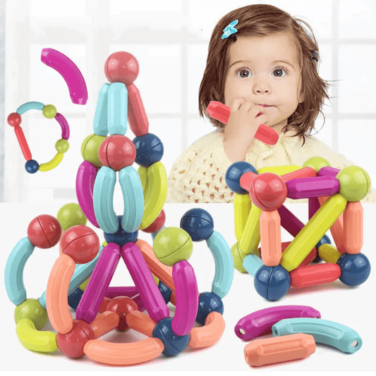 64 - pieces Magnetic Sticks Building Set for Kids STEM Toy | - Elegant Households KE