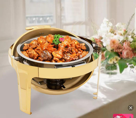 6litres Gold roll top chaffing dish | - Elegant Households KE