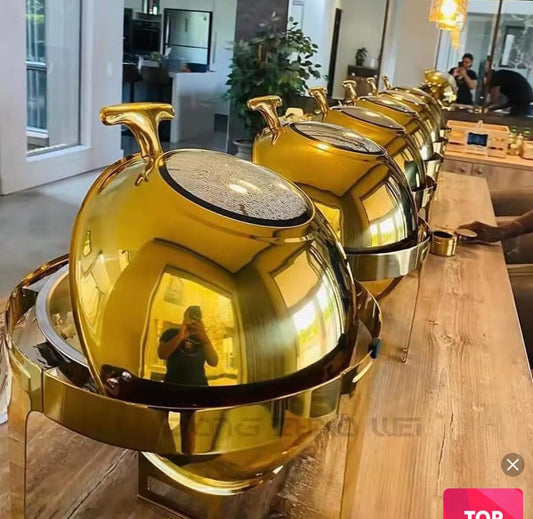 6litres Gold roll top chaffing dish | - Elegant Households KE
