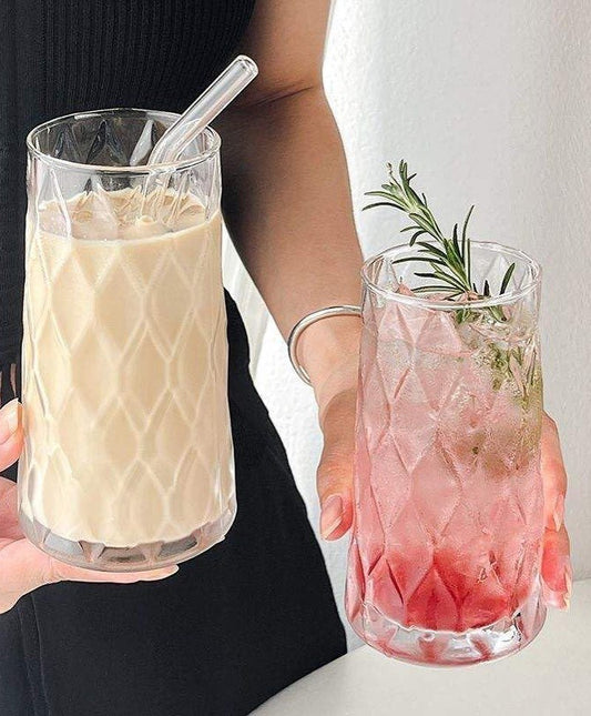 6pcs Unique Diamond Aesthetic Highball Glasses ☆Juice/ Coffee | - Elegant Households KE