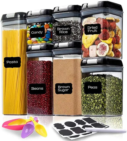 7pcs Transparent Acrylic Cereal Food/Pantry Storage Containers | - Elegant Households KE