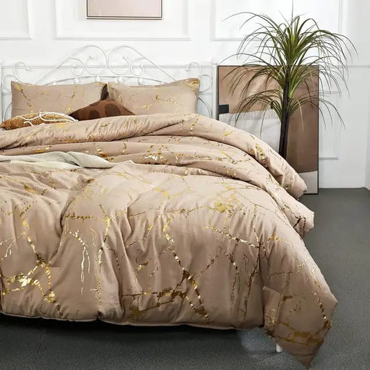 Luxury Gold Marble texture Foil style Duvet cover Set