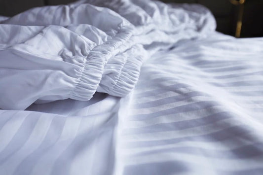 White striped fitted bedsheets