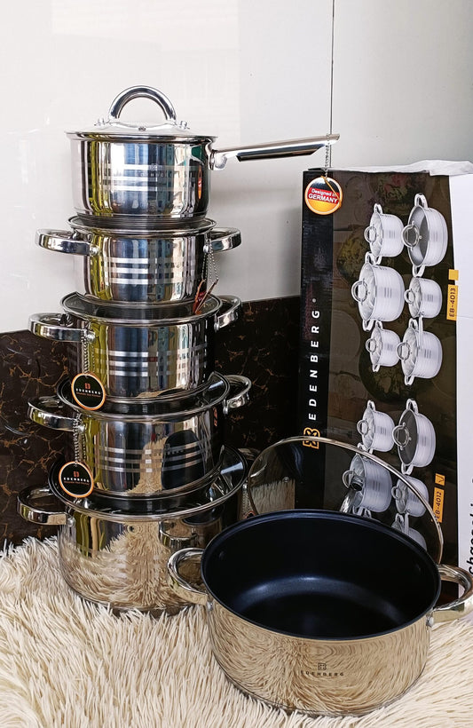 12pcs Edenberg Stainless steel cookware set/pots