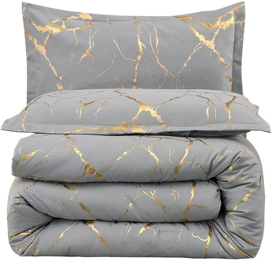 Luxury Gold Marble texture Foil style Duvet cover Set