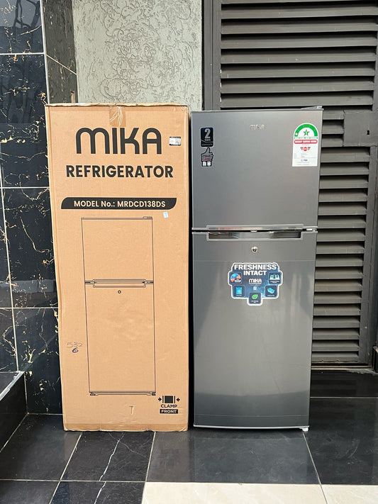 MIKA Fridge, *138L*, 2 Door Top Mount Freezer, Defrost (Direct Cool),