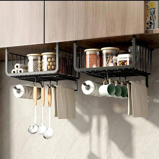 4 in 1 Metallic Under Shelf Rack with Hooks