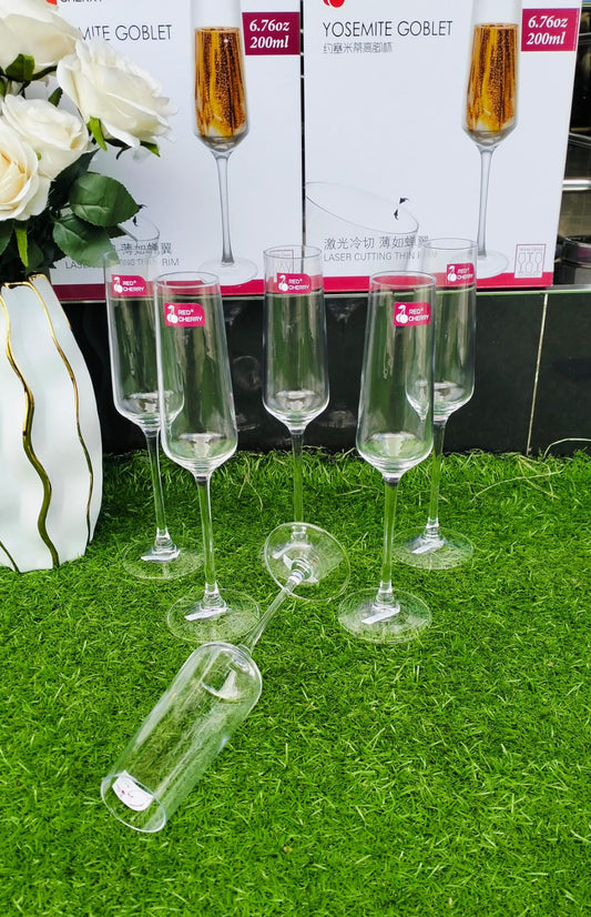 A set of 6pcs Clear champagne glass | - Elegant Households KE