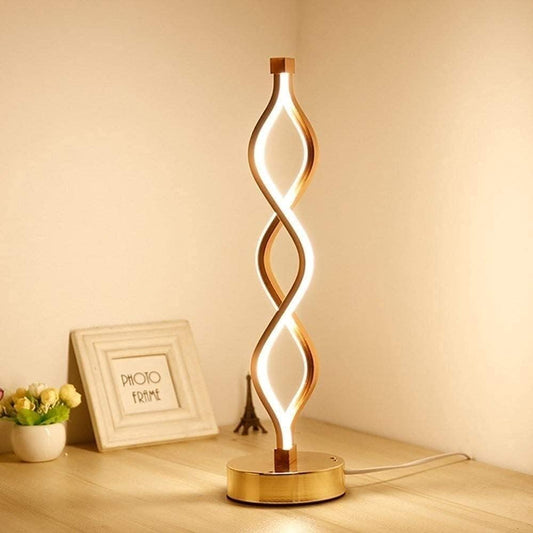Acrylic Curved LED Table Lamp with Metal Base – 3 Modes | - Elegant Households KE