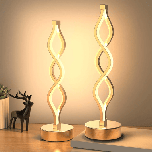 Acrylic Curved LED Table Lamp with Metal Base – 3 Modes | - Elegant Households KE
