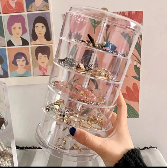Acrylic Rotating Jewellery Organizer 5 - Layer Storage Box | - Elegant Households KE