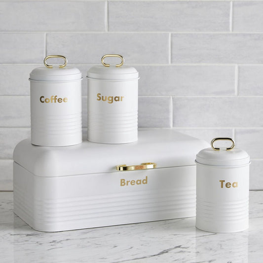 Alloy Bread Bin with Three Canister Set | - Elegant Households KE