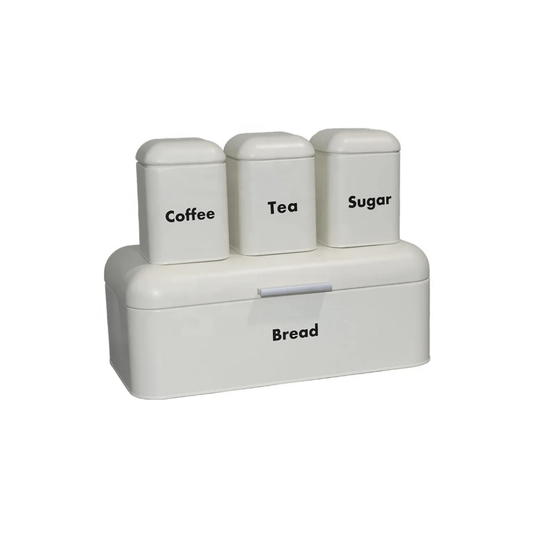 Alloy Bread Bin with Three Canister Set | - Elegant Households KE