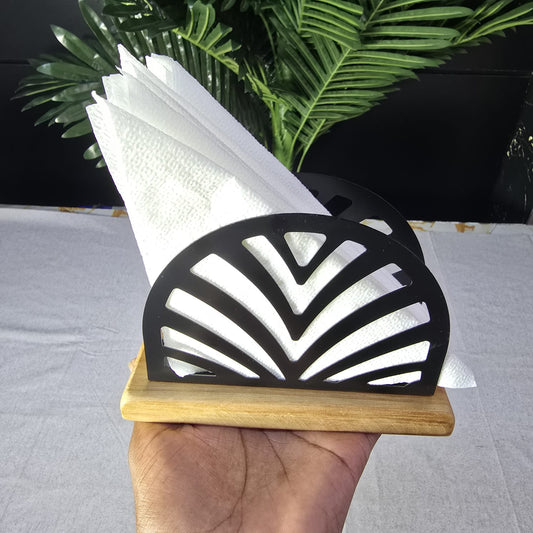 Antique Metallic Servitte Holder with Bamboo Stand | - Elegant Households KE