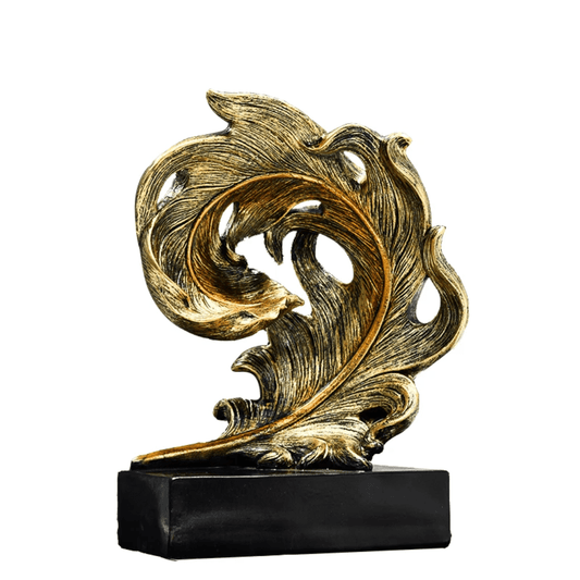 Art Feather Statue – Luxury Gold Decorative Sculpture for Home & Office | - Elegant Households KE
