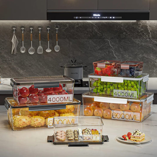 Big Capacity Kitchen Storage Containers – 5pcs Airtight, Leak - Proof, Stackable Set for Dry Food & Liquids | - Elegant Households KE