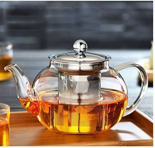 Borosilicate glass tea pot with infuser | - Elegant Households KE