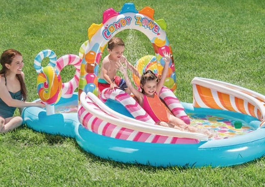 Candy Zone Inflatable Kids Play Center – Water Slide & Splash Pool for Backyard Summer Fun | - Elegant Households KE
