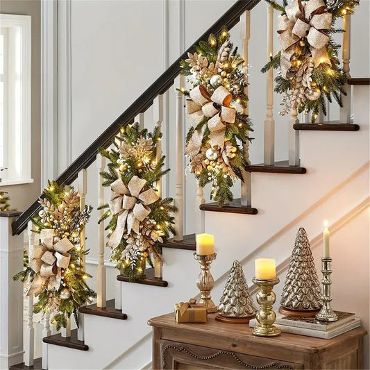 Christmas staircase wreath decorations | - Elegant Households KE