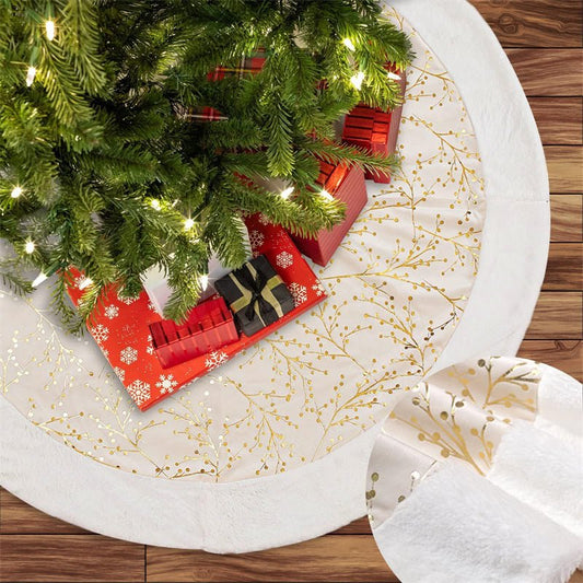 Christmas Tree Skirt White Plush Carpet Xmas Tree Mat Christmas Tree Mat Decor | - Elegant Households KE