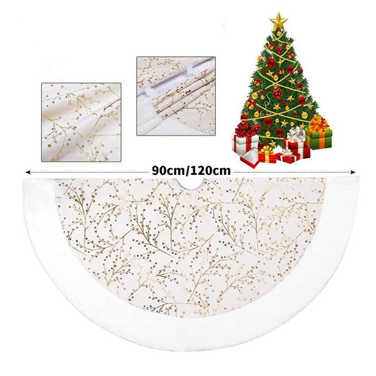 Christmas Tree Skirt White Plush Carpet Xmas Tree Mat Christmas Tree Mat Decor | - Elegant Households KE