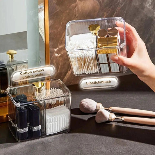 Clear Acrylic Double Cotton Swab Storage Box | - Elegant Households KE