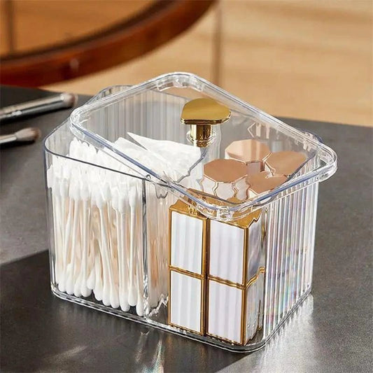 Clear Acrylic Double Cotton Swab Storage Box | - Elegant Households KE