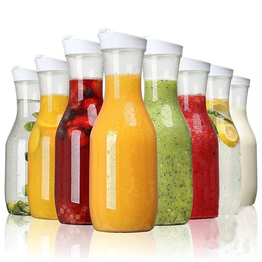 Clear pitcher jug , lightweight juice/water carafe with rubber flip lid | - Elegant Households KE