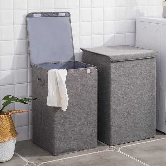 Cotton laundry basket with cover | - Elegant Households KE