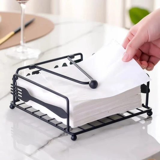 Creative Square Wrought Iron Tissue Holder Napkin Box | - Elegant Households KE