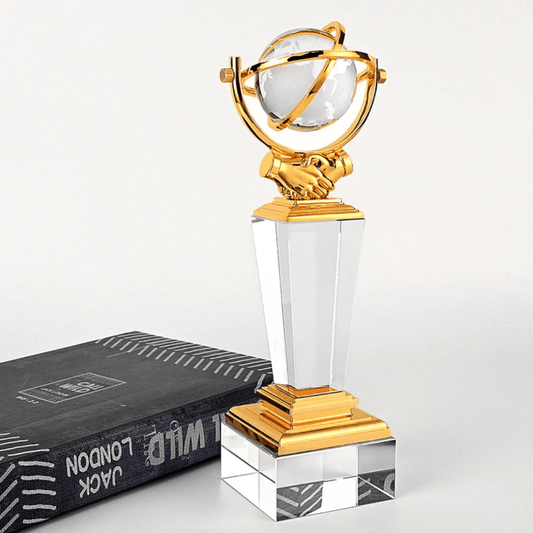 Crystal Globe Trophy Decor – Luxury Award - Style Office Ornament | - Elegant Households KE