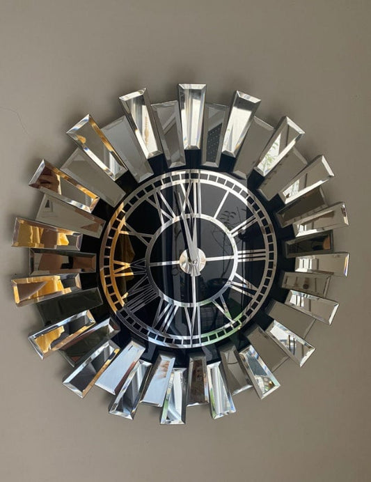Crystal Mirrored Wall Clock | Luxury Home Decor | - Elegant Households KE