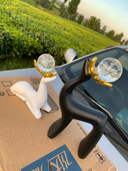 Crystal Sika Deer Ornament with Gold Horns – Luxury Home and Living Room Decor Figurine | - Elegant Households KE