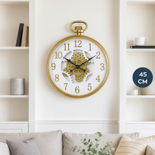 Decorative Wall Clock with Moving Gears | Luxury Decor | - Elegant Households KE
