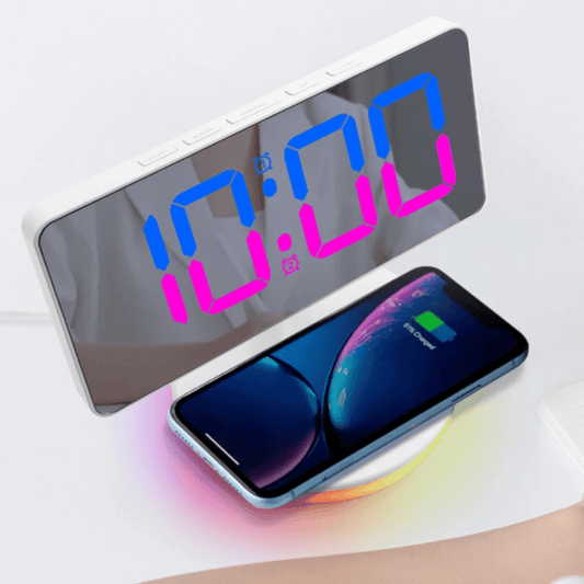 Digital Alarm Clock with LED Display and Wireless Charger | - Elegant Households KE