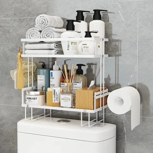 Double Layer Bathroom/Toilet Racks With Tissue Holder | - Elegant Households KE