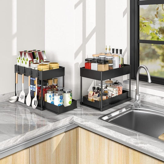 Double Sliding Under Sink Organizers and Storage | - Elegant Households KE