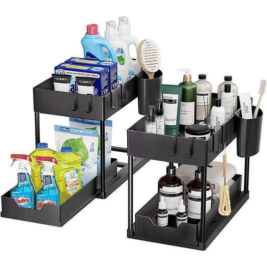 Double Sliding Under Sink Organizers and Storage | - Elegant Households KE