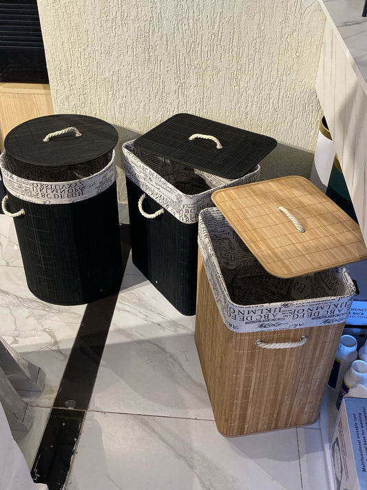 Eco - friendly Foldable bamboo laundry basket | - Elegant Households KE