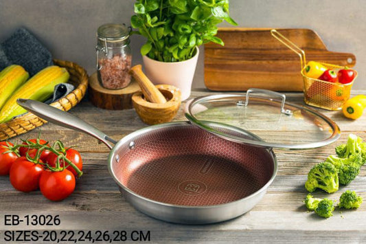 Edenberg Stainless Steel Frying Pans with Lid | - Elegant Households KE