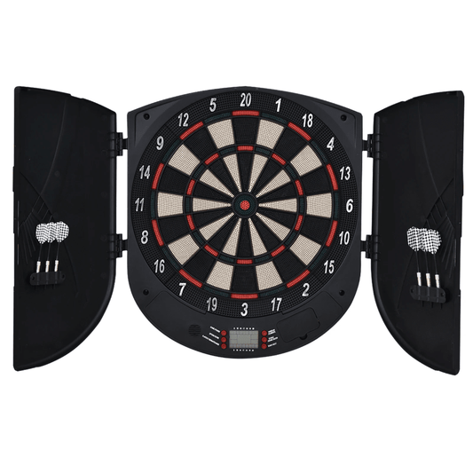 Electronic Dartboard Cabinet with Digital Scoring and Soft - Tip Darts | - Elegant Households KE