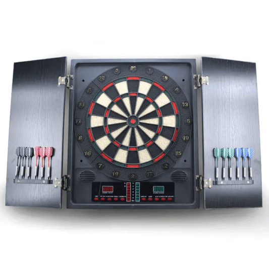 Electronic Dartboard Cabinet with Digital Scoring & Soft - Tip Darts | - Elegant Households KE