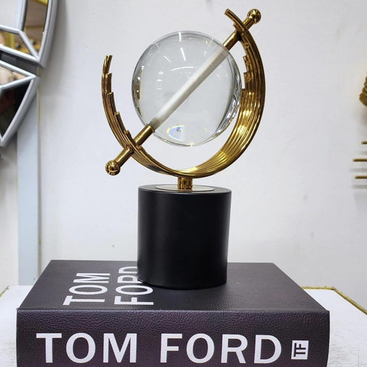 European Style Crystal Ball Decor – Luxury Gold Desktop Ornament for Home & Office | - Elegant Households KE