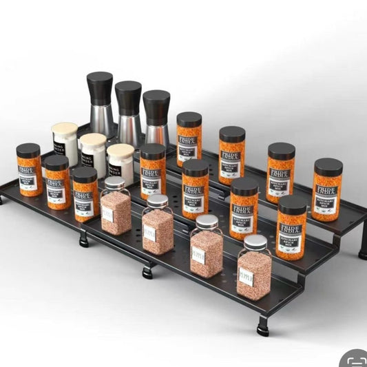 Expandable 3 - Tier Metallic Spice/Cosmetic Display Rack | - Elegant Households KE