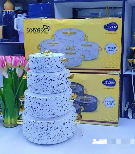 Florence hot pot set of 4 Marble white | - Elegant Households KE