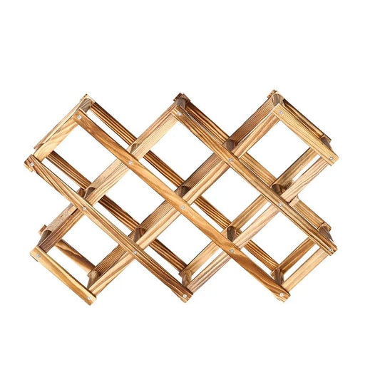 Foldable 10 Slot wooden wine bottle rack | - Elegant Households KE