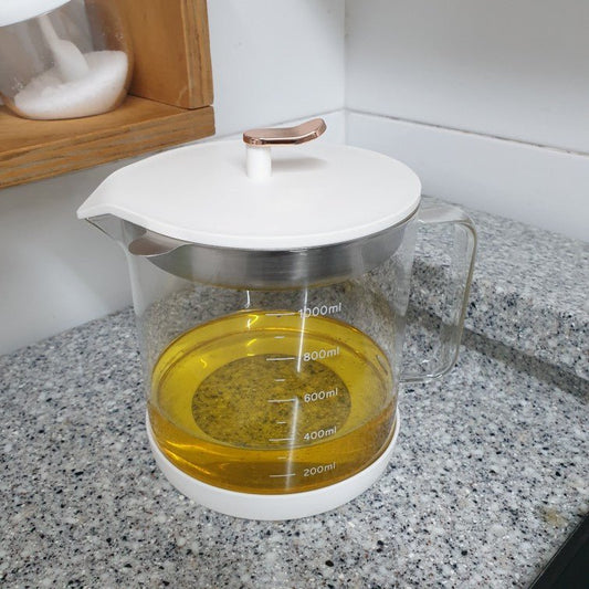 Glass pot oil filter/storage | - Elegant Households KE